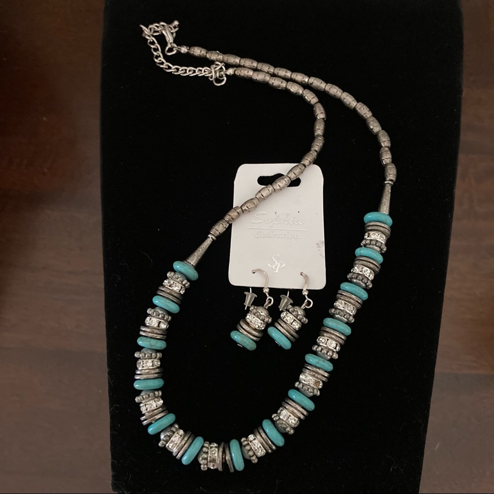 SP Sophia Collection Necklace & Earrings in Blue and Sterling